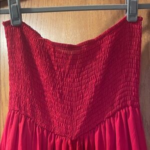 Elegant Red Strapless Pant Romper